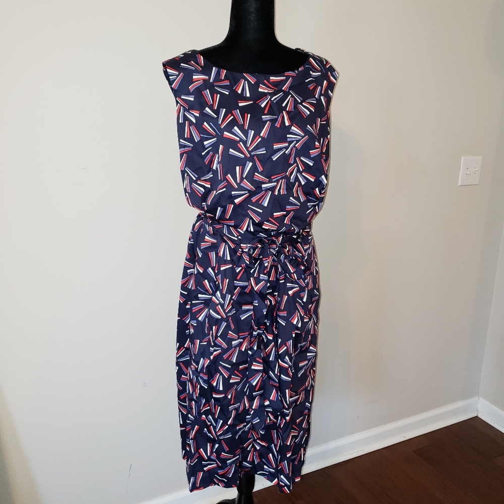 Plus Anne Klein Blue Dress with Red and White Accents